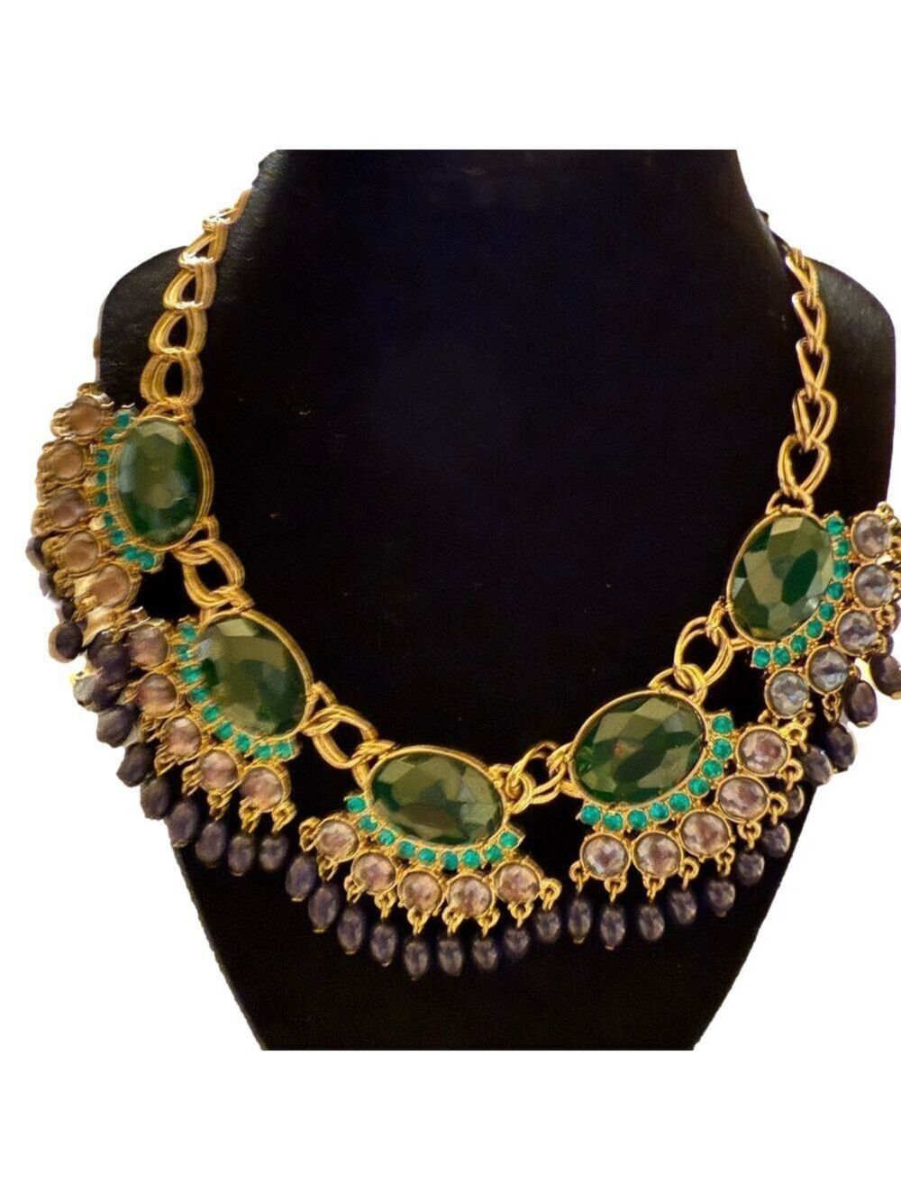 Elegant Gold and Green Statement Necklace NWOT